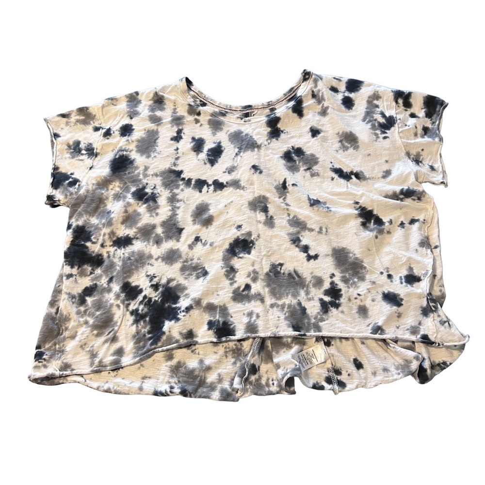 Terra & Sky Women’s Black and Cream Tie-Dye Tee 100% Cotton Size 2X